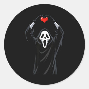Geist rotes Herz Hände Y Gesicht Halloween Valenti Runder Aufkleber