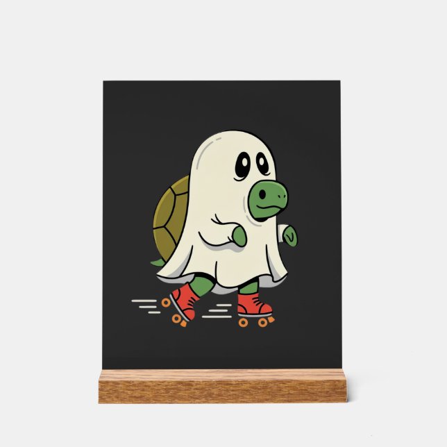 Geist Schildkröte Rollschuhe Halloween Design_1 Acrylschild (Vorderseite)