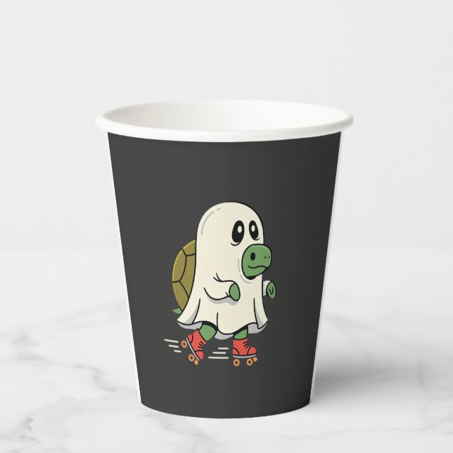 Geist Schildkröte Rollschuhe Halloween Design_1 Pappbecher (Vorderseite)