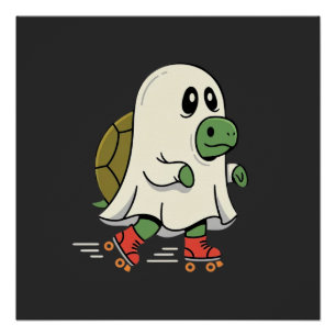 Geist Schildkröte Rollschuhe Halloween Design_1 Poster