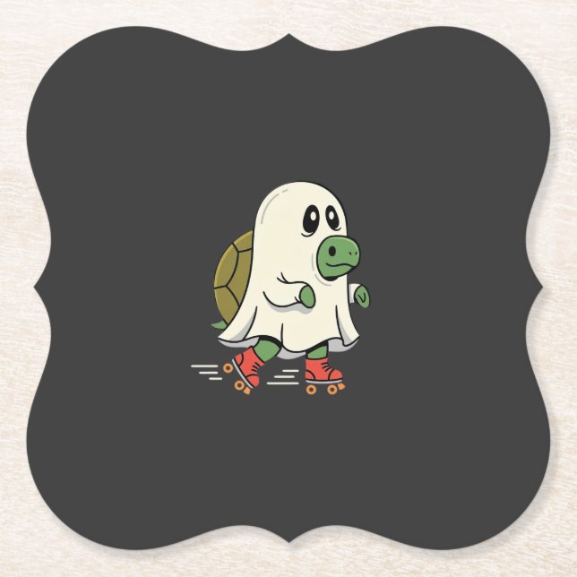 Geist Schildkröte Rollschuhe Halloween Design_1 Untersetzer (Vorderseite)