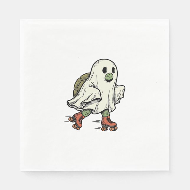 Geist Schildkröte Rollschuhfahren Vintage Hallowee Serviette (Vorderseite)
