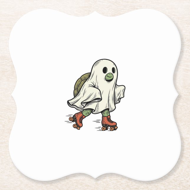 Geist Schildkröte Rollschuhfahren Vintage Hallowee Untersetzer (Vorderseite)