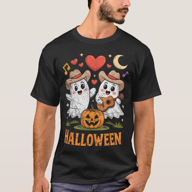 Geist spielt Gitarre für Halloween-Fans  T-Shirt (Vorderseite)