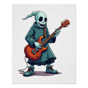 Geist spielt Gitarre � Gruselige Musik Halloween T Poster