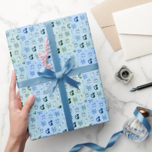 Geist, Spinnennetze und schwarze Katzen Blau Geschenkpapier