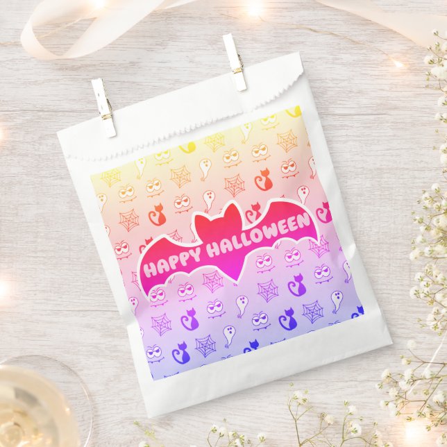 Geist, Spinnennetze und Schwarze Katzen Regenbogen Geschenktütchen (Ausgeschnitten)