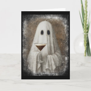 Geist trinkt Espresso Martini Halloween Gruselig A Karte