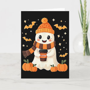 Geist trinkt Kaffee Halloween Süßer Geist Eis Kaf Karte
