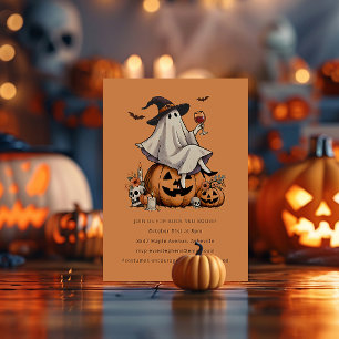 Geist trinkt Wein Alkohol Freund Halloween-Party Einladung