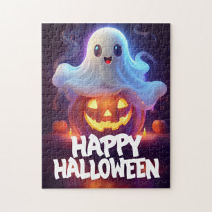 Geist und Kürbis Frohes Halloween Puzzle