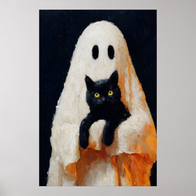 Geist und schwarze Katze Vintage Poster Gothic (Vorne)