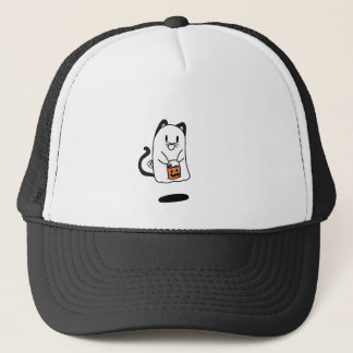 Geist verkleidet als Katze zu Halloween Truckerkappe