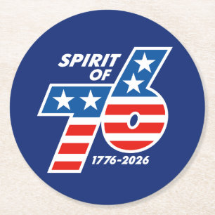 Geist von 76 - Amerikas 250. Geburtstag 1776-2026 Runder Pappuntersetzer