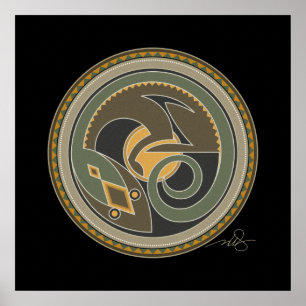 Geist von Lizard schwarzer Hintergrund Poster