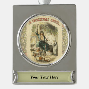 Geist von Weihnachten Gegenwart Scrooge Banner-Ornament Silber