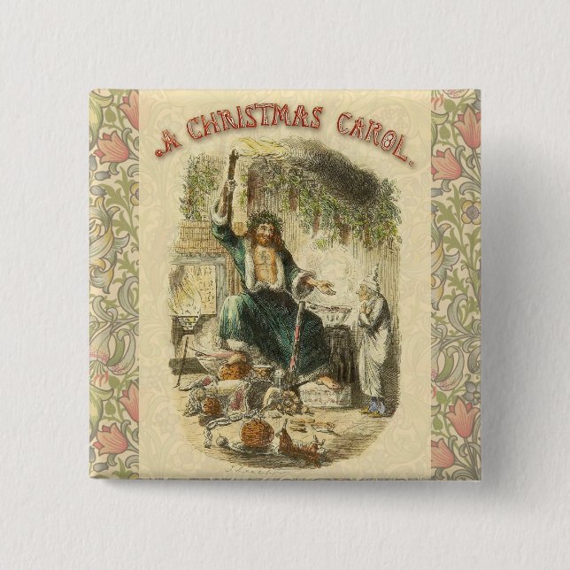 Geist von Weihnachten Gegenwart Scrooge Button (Vorderseite)