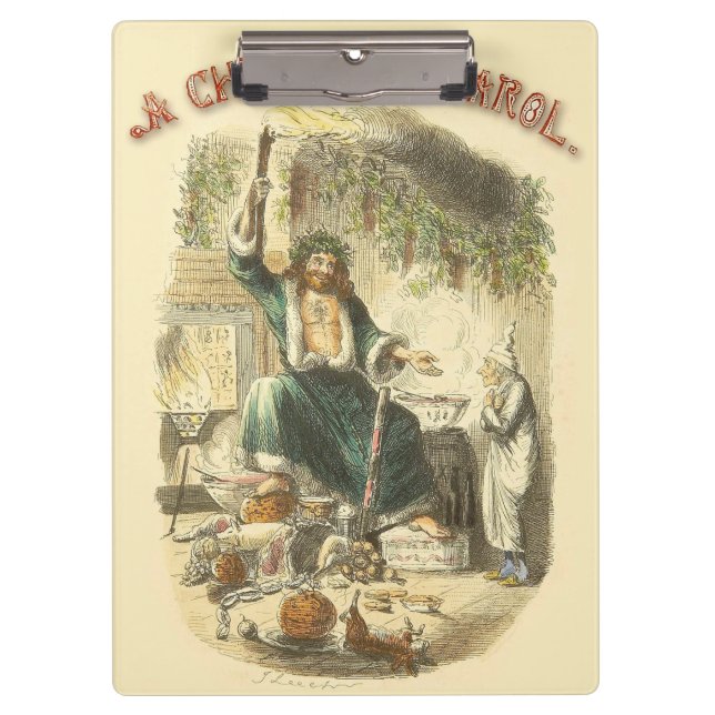 Geist von Weihnachten Gegenwart Scrooge Klemmbrett (Vorderseite)