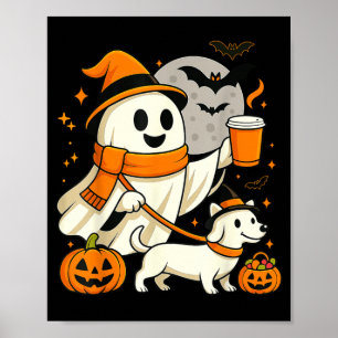 Geist wandernd Dackel Gruselzeit Halloween Poster