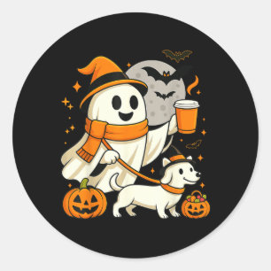 Geist wandernd Dackel Gruselzeit Halloween Runder Aufkleber