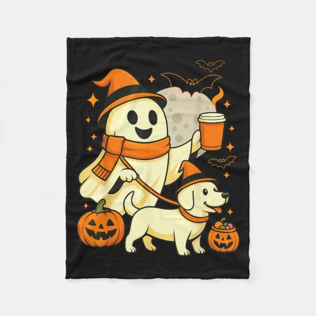 Geist wandernd Labrador Grusel Saison Halloween Hu Fleecedecke (Vorderseite)