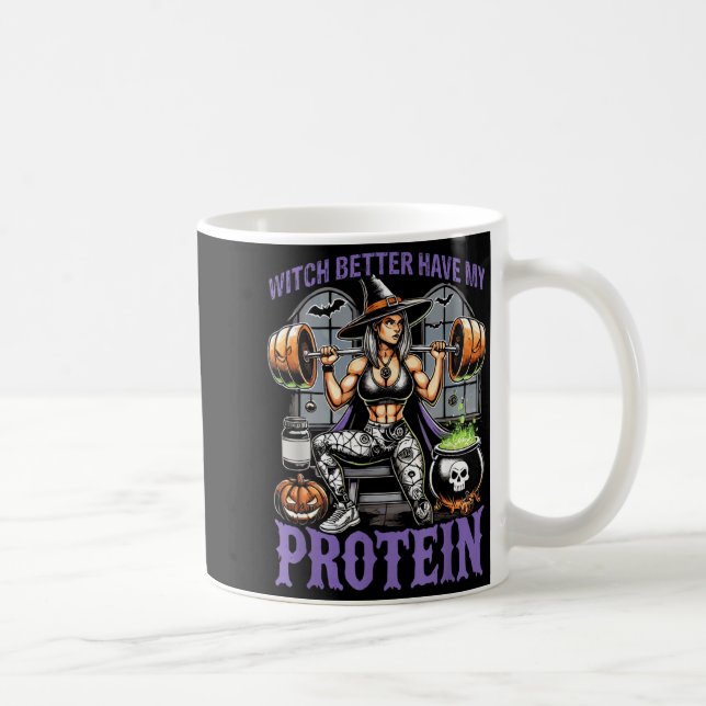 Geist Workout Hexe Besser Habe Protein Halloween Kaffeetasse (Rechts)