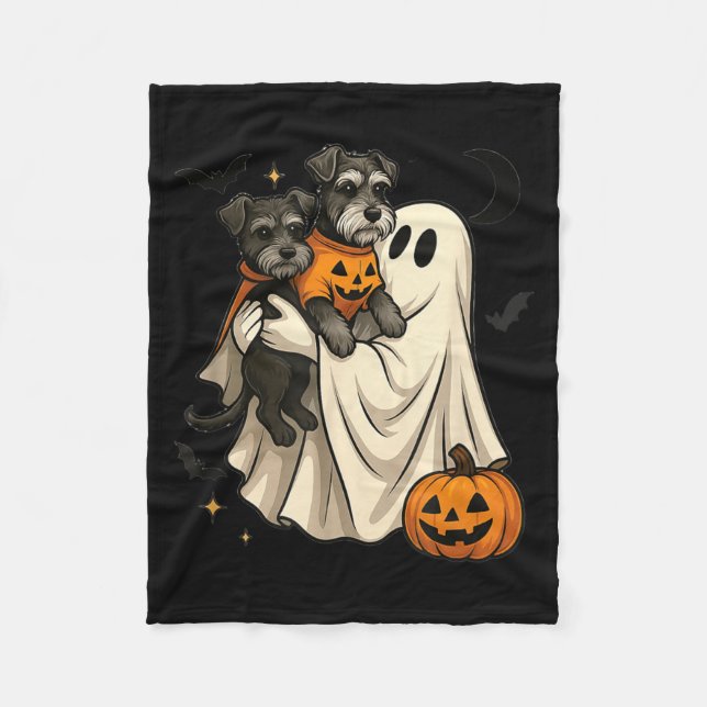 Geist Zwergschnauzer Hund Halloween Fleecedecke (Vorderseite)