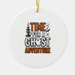 Geister-Abenteuer-Halloween-Vintage-Typografie-Des Keramik Ornament