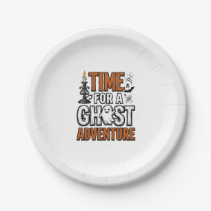 Geister-Abenteuer-Halloween-Vintage-Typografie-Des Pappteller