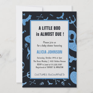 Geister Blaue Glitter Oktober Halloween Baby Showe Einladung