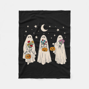 Geister Blumen Groovy Vintage Retro Halloween Kost Fleecedecke