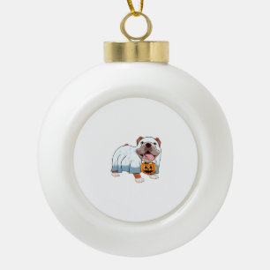 Geister Bulldogge Halloween Hund Keramik Kugel-Ornament