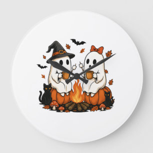 Geister-Campingfeuer Halloween Große Wanduhr