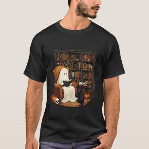Geister Cozy Lesebibliothek Neugierige schwarze Ka T-Shirt