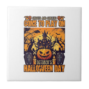 Geister Goblins Halloween Komm Spielen Oktober Hei Fliese
