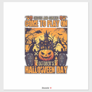 Geister Goblins Halloween Komm Spielen Oktober Ver Aufkleber