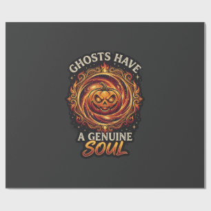 Geister haben echte Seelen Haloween-Kürbis-Feuer-S Geschenkpapier