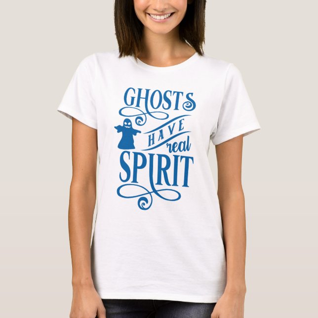 Geister haben wahren Geist Blau und Weiß Halloween T-Shirt (Vorderseite)