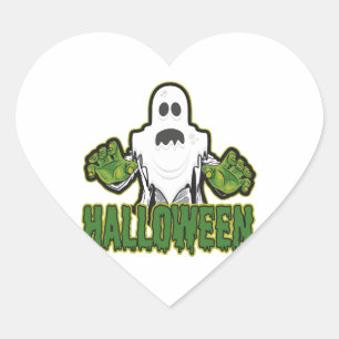 Geister-Halloween Herz-Aufkleber