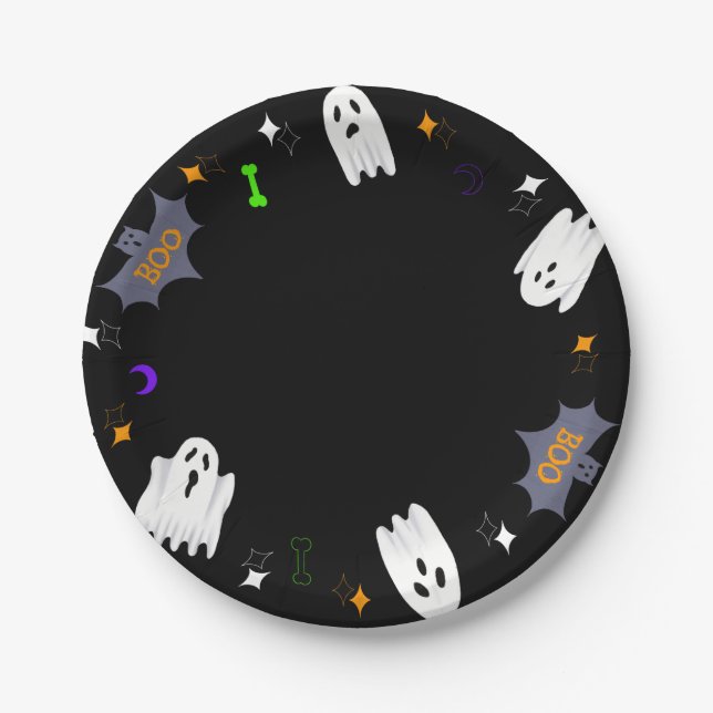 Geister Halloween Pappteller (Vorderseite)