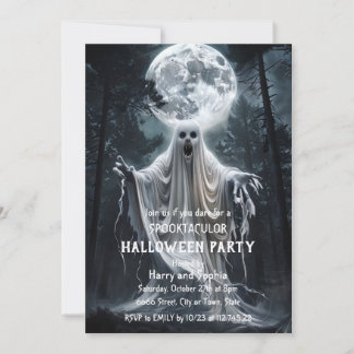 Geister-Halloween-Party-Einladung Gruseliger Mond Einladung