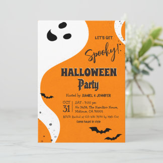 Geister-Halloween-Party Lasst uns gruselig Orange Einladung