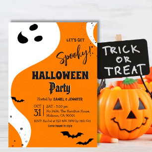 Geister-Halloween-Party Lasst uns gruselig Orange Einladung