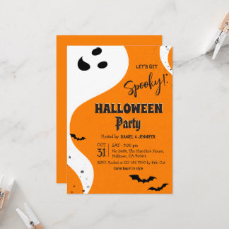 Geister-Halloween-Party Lasst uns gruselig Orange Einladung