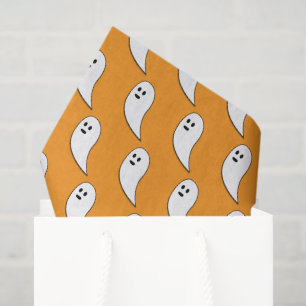 Geister Halloween schwarz weiß süßes Muster orange Seidenpapier