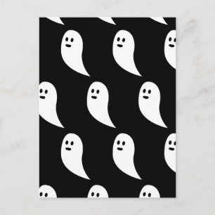 Geister Halloween schwarz weiß süßes Muster Postkarte