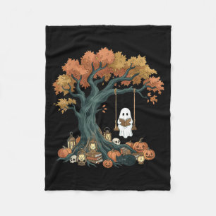 Geister lesendes Buch Katzenliebhaber Halloween-Le Fleecedecke
