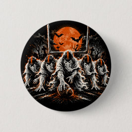 Geister-Offensive-Line-Halloween-Fußball-Kunst Button