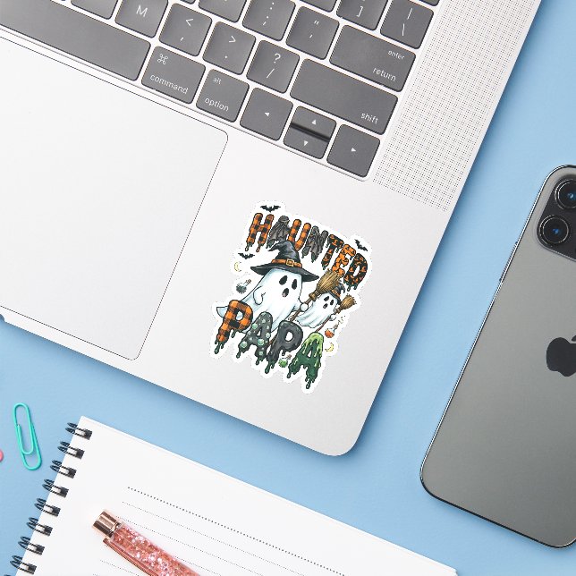 Geister-Papa Halloween-Geist-Design Aufkleber (Laptop mit iPhone)