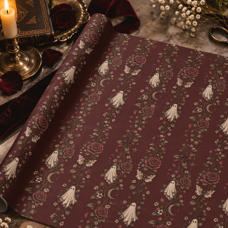 Geister-Rosen-Band-Streifen Vintage-Halloween Geschenkpapier
